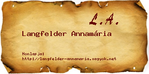 Langfelder Annamária névjegykártya